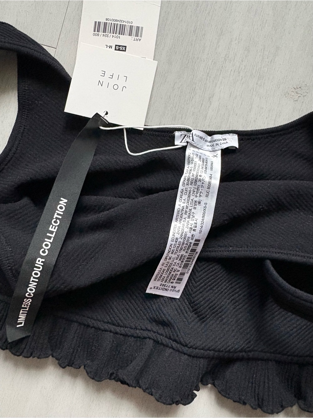 Zara Black Ribbed Ruffle-Hem Bandeau Tank - Picture 4 of 4